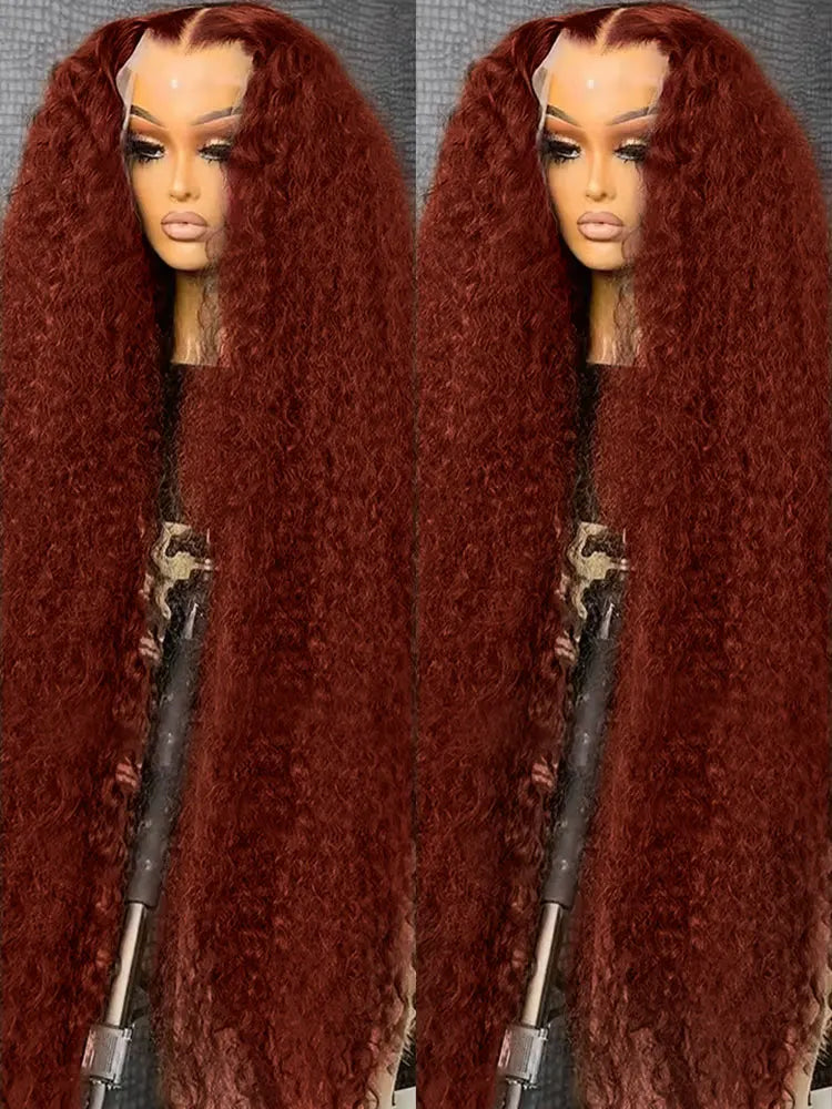 Loose Deep Wave 13x4 Hd Lace Frontal Reddish Brown Human Hair Curly Wigs Water Wave Brazilian Brown Colored Wigs For Women