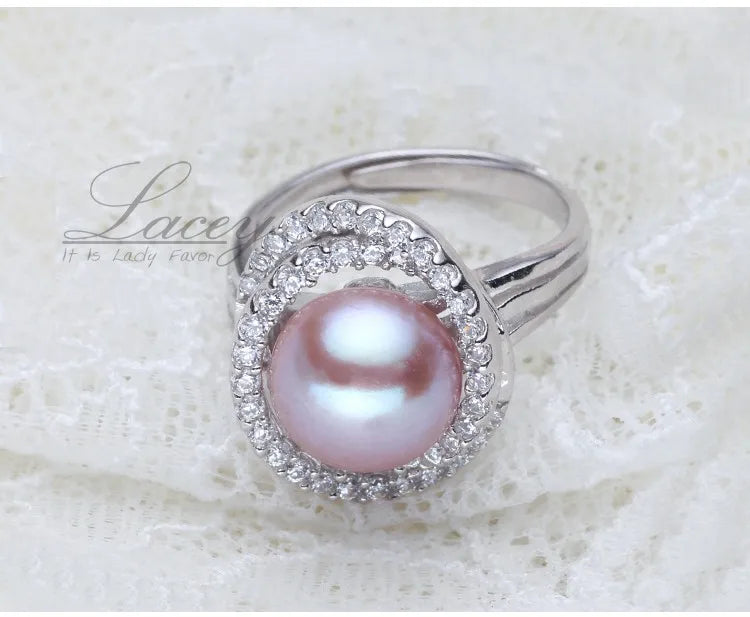 Natural Big Pearl Rings For Women,Wedding Freshwater Pearl Ring 925 Silver Fashion Jewelry