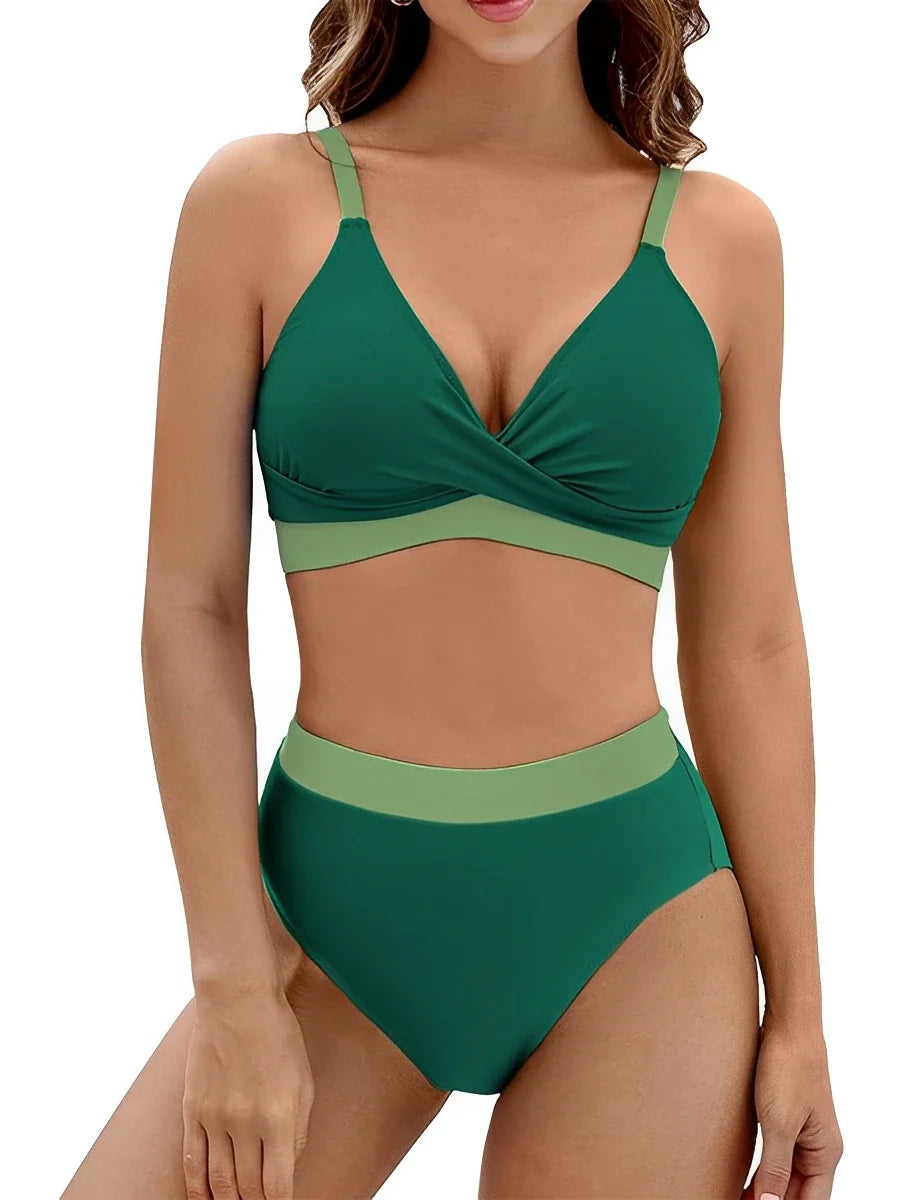 2025 Strappy Bikini High Waist Swimsuit Women Sexy Solid Swimwear Female Bathers Swimming Bathing Swimming Swim Suit Beachwear