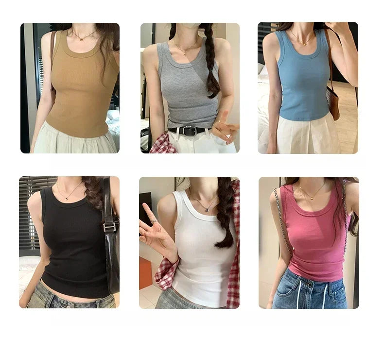 Tank Soft Top For Women Summer 2025 Outfits Tight And Sexy Tank Top Knitted Bottom Shirt And Sleeveless Top For Outerwear
