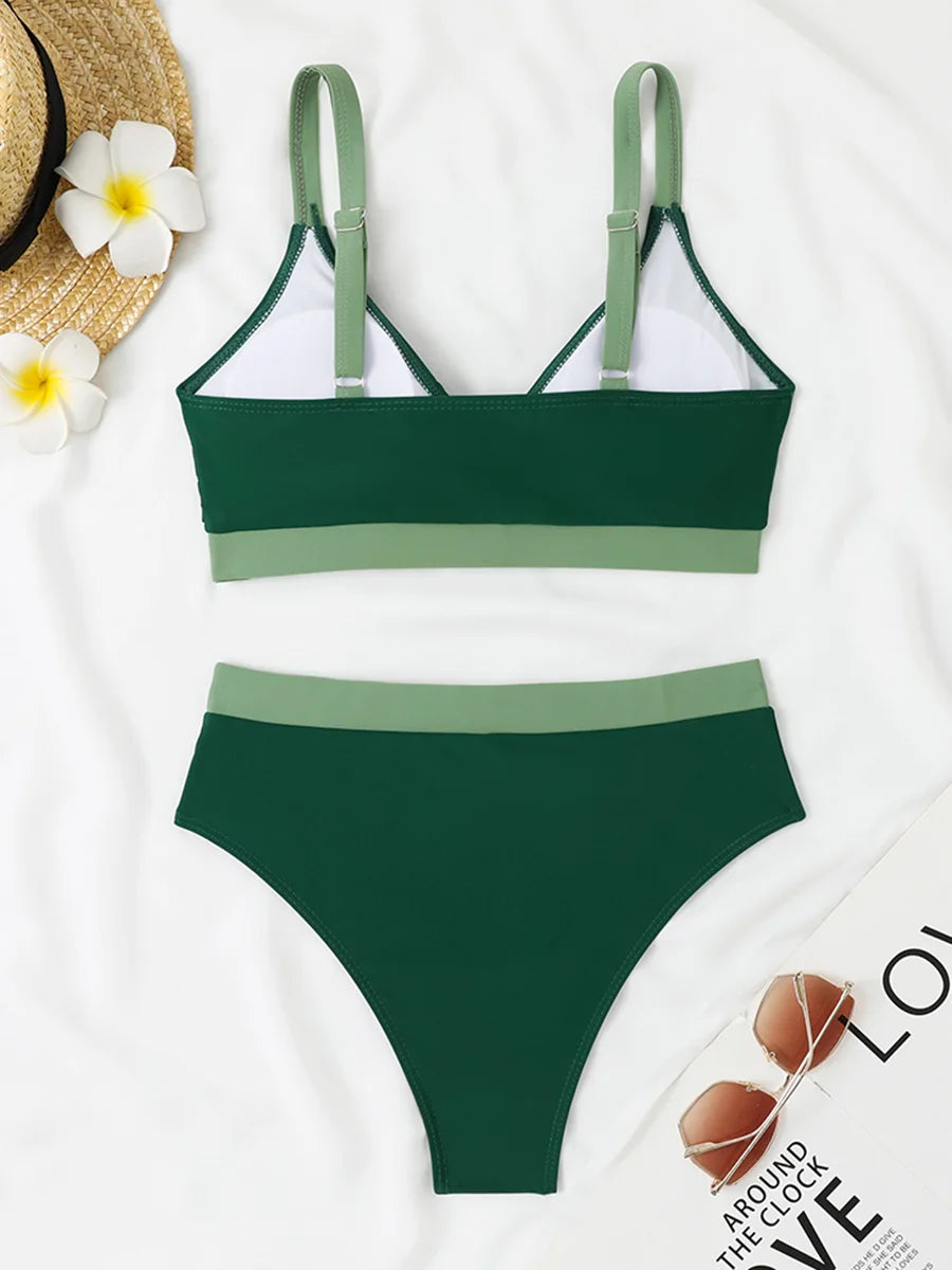 2025 Strappy Bikini High Waist Swimsuit Women Sexy Solid Swimwear Female Bathers Swimming Bathing Swimming Swim Suit Beachwear