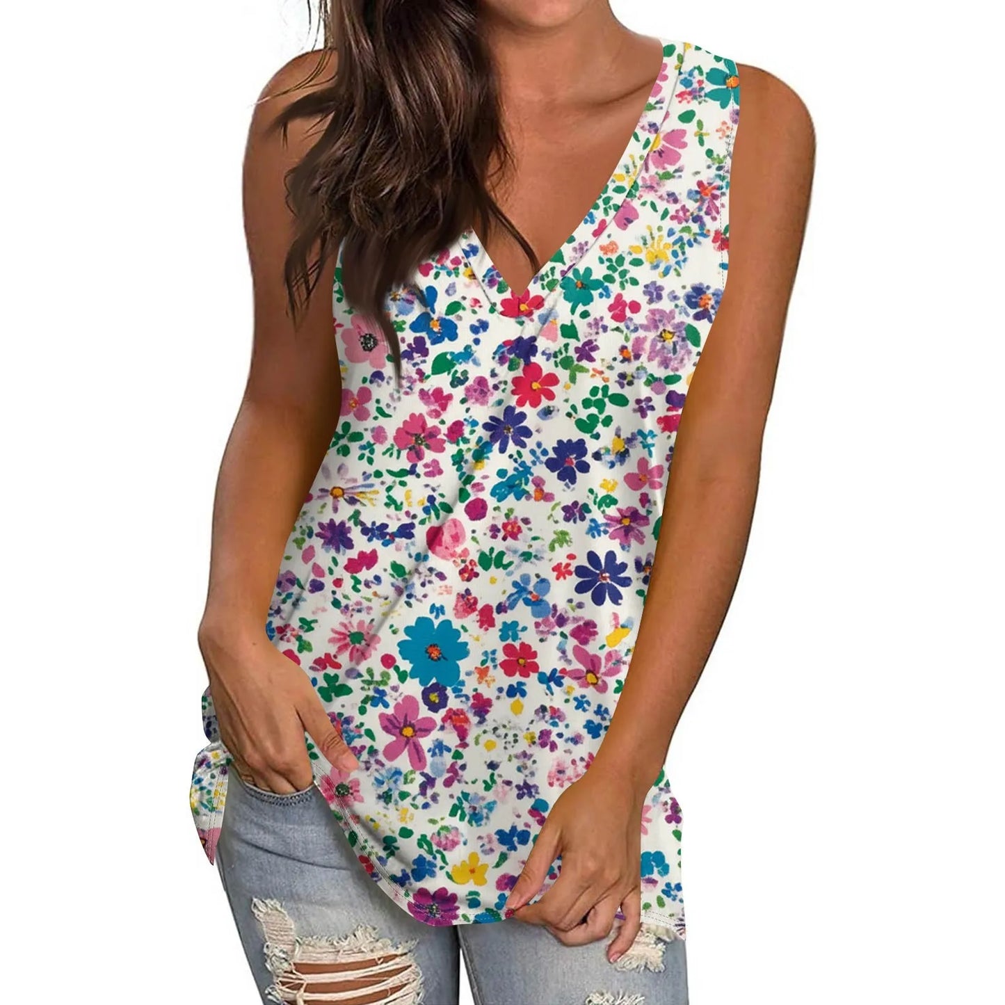 Tank Tops for Women 2025 Summer Sleeveless V Neck Blouses Plus Size Cotton Shirts Casual Vest Tops Beach Clothes Womens Pullover