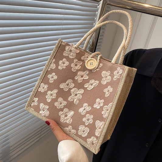 2025 Linen Bags Handbag for Women Shopper Tote Bag Fashion Designer Bag Convenient Large-capacity for Travel Grocery Bag