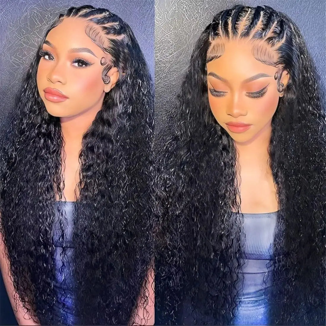 Deep Wave Pre Braided Wigs 13x4 HD Lace Frontal Black Human Hair Curly Wigs boho braids Water Wave Brazilian human hair Wigs