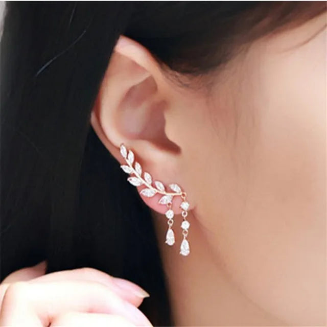 Luxury Crystal Flower Drop Dangle Earrings for Women Fashion Statement Wedding Ear Jewelry Accessory Pearl Party Wholesale