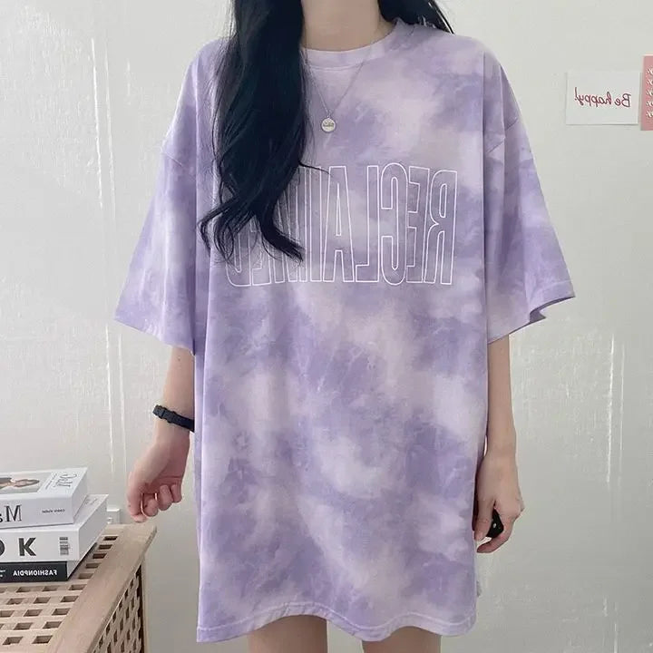 Tops Woman Summer Outfit Short Sleeve Blue T Shirt For Women Graphic Goth Women's Cheap Clothing And Wholesale Sales Clothes