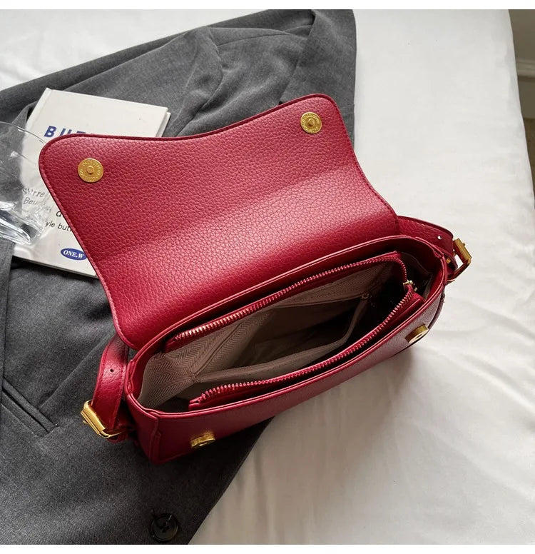 Bag Women 2025 Fashion Texture Lychee Pattern Small Square Bag Simple Commuter Versatile Single Shoulder Crossbody Bag