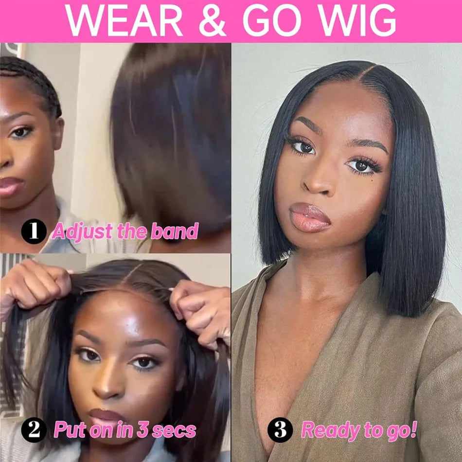 Wear And Go Glueless Wig Human Hair Bob Straight PreCut Lace Frontal Upgraded Air Wigs For Women Perruques Cheveux Humain OnSale