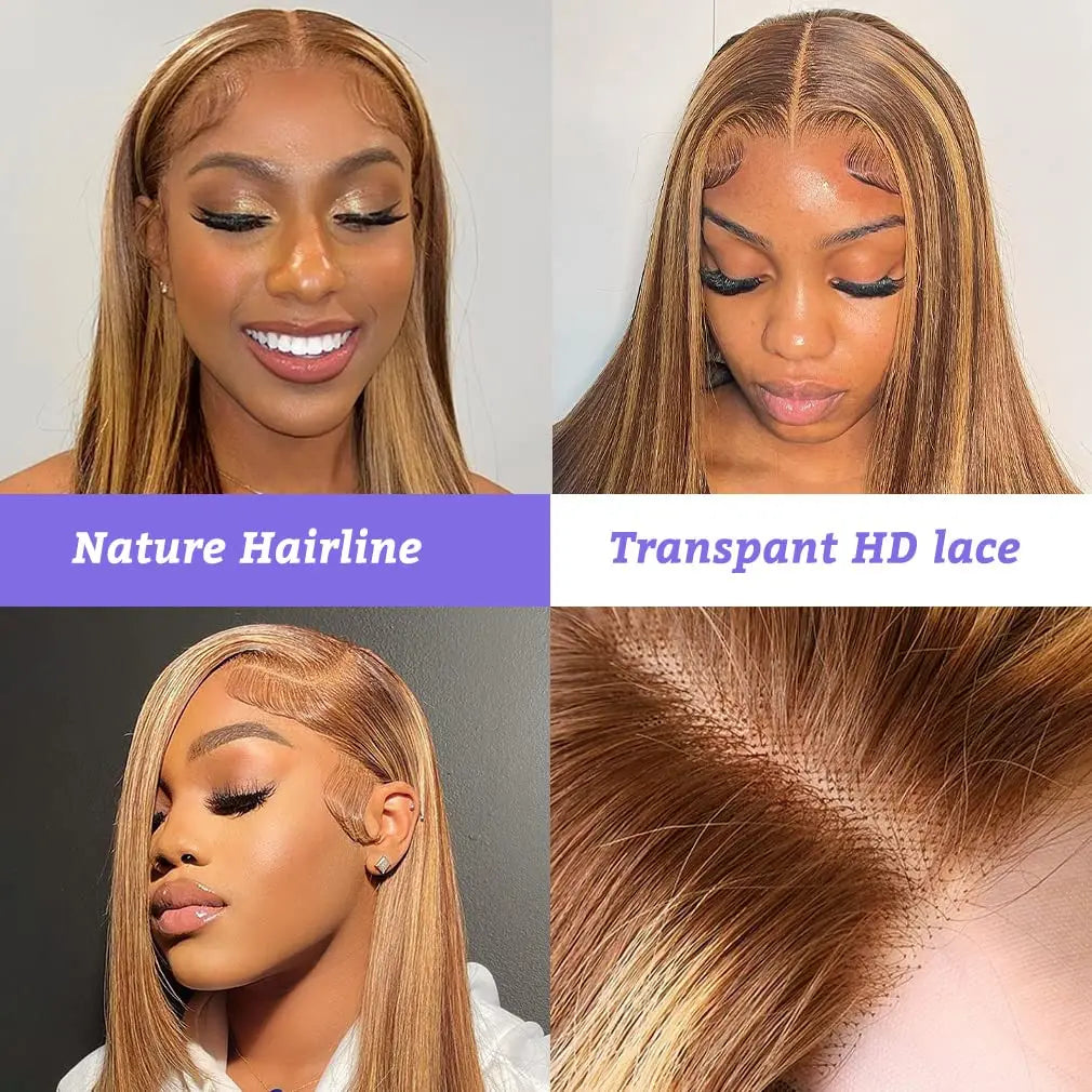 Highlight Straight Human Hair Wigs 9x6 HD Lace Front Human Hair Wigs Ombre Straight Wave Lace Front Wigs Brazilian Human Hair