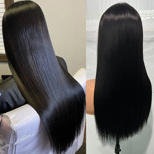 300% Density Super Double Drawn Bone Straight Virgin Human Hair Wigs 4x4 2x6 5x5 Wear And Go Wigs Silky Human Hair Pre Plucked