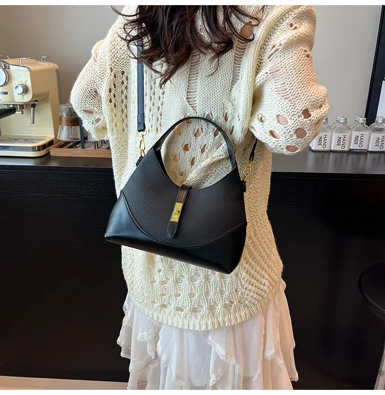 2025 Colorblock Baguette Bag for Women - Boho Vegan Crossbody, Adjustable Shoulder Clutch & Minimalist Commuter Chic