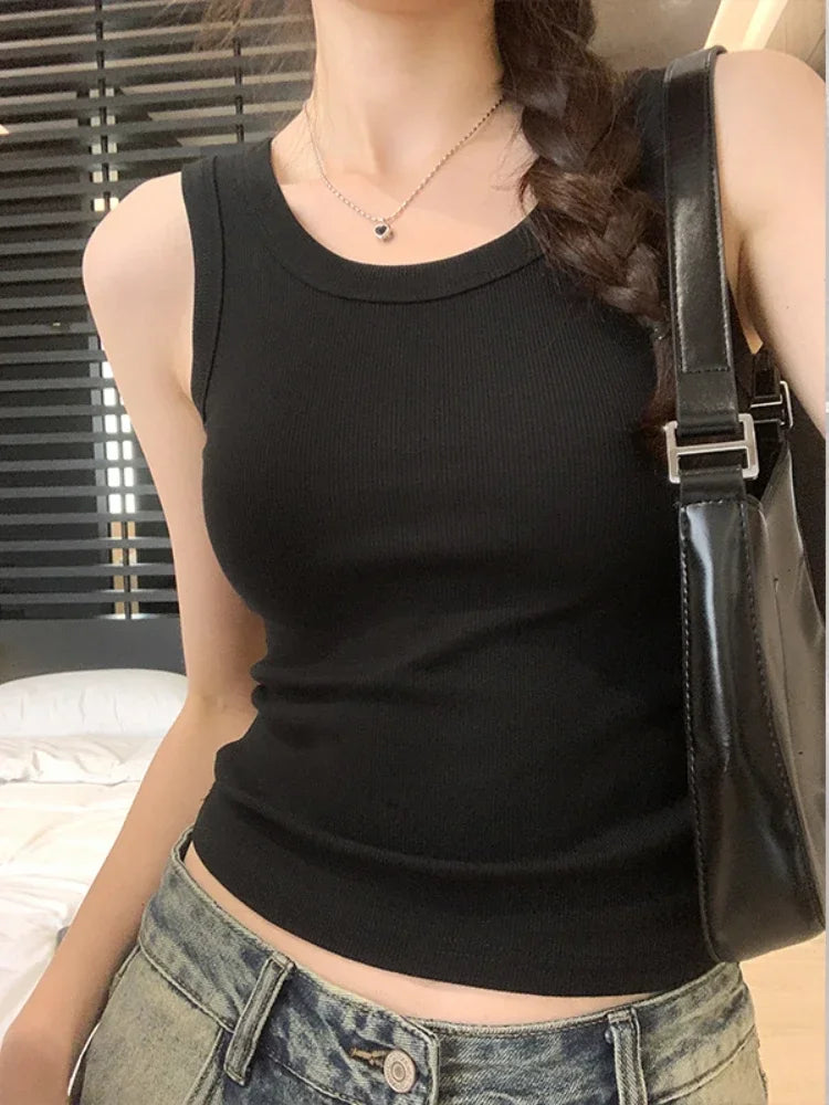Tank Soft Top For Women Summer 2025 Outfits Tight And Sexy Tank Top Knitted Bottom Shirt And Sleeveless Top For Outerwear