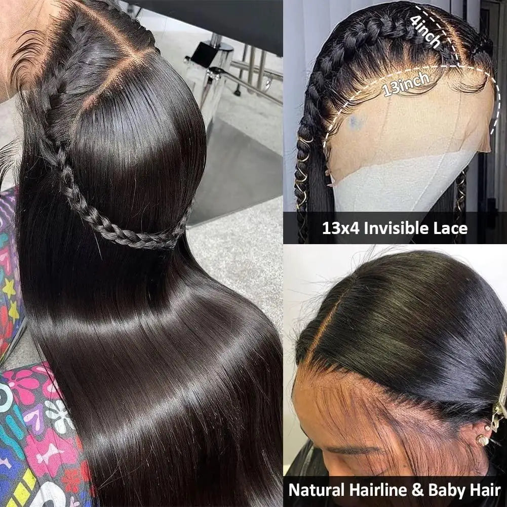 30 36 Inch Bone Straight 13x4 13x6 Hd Transparent Lace Front Human Hair Wigs Brazilian 200 Density Ready to Go Human Frontal Wig