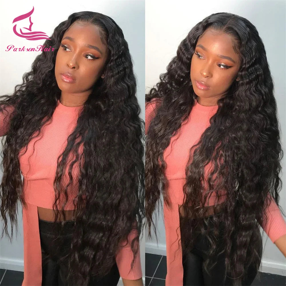 13x4 HD Full Lace Front Curly Wigs Deep Wave Human Hair Wig Brazilian Swiss HD Full Frontal Wig For Women Pre Plucked Curly Wig